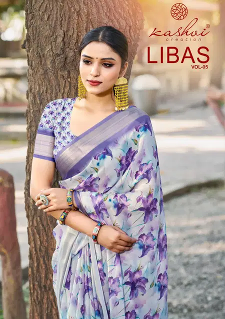 Libas Vol 5 By Kashvi Dull Moss Daily Wear Saree Wholesalers In Surat
